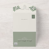 Rustieke botanische olijfgroene bruiloft all in one uitnodiging (Buitenkant)