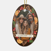 Rustieke Botanische Pinecones Pine Foto Keramisch Ornament (Links)