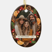 Rustieke Botanische Pinecones Pine Foto Keramisch Ornament (Achterkant)