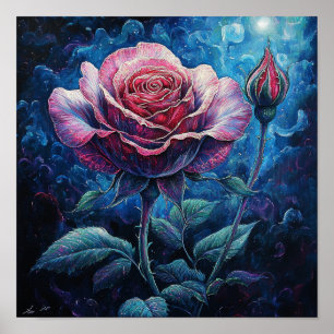 Rustieke botanische roos kunstwerk gastenkamer dec poster