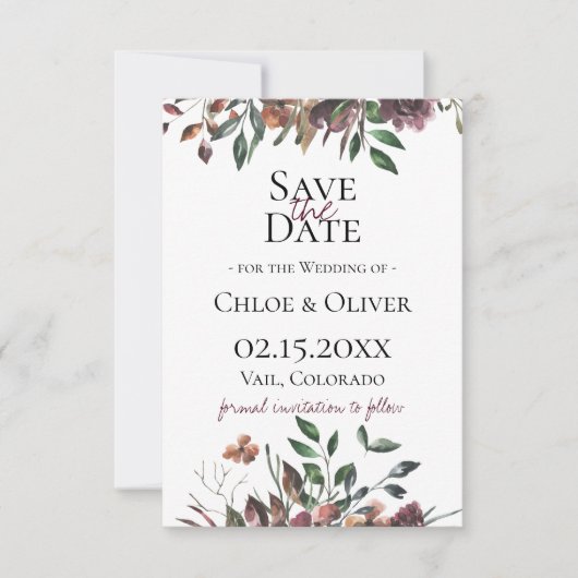 Rustieke Botanische Save The Date Aankondiging (Voorkant)