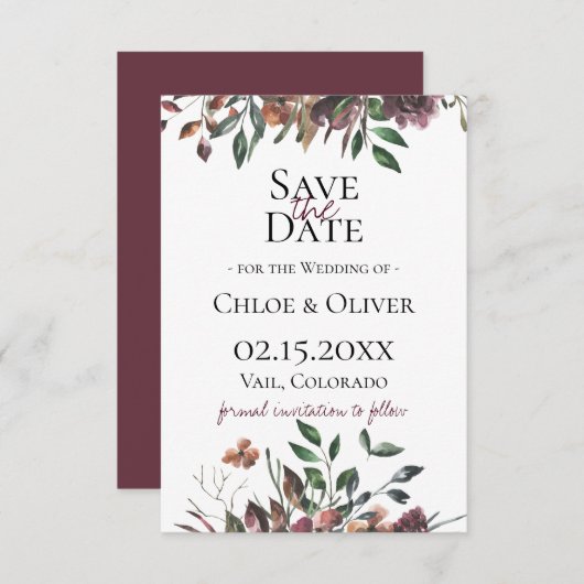 Rustieke Botanische Save The Date Aankondiging (Voorkant / Achterkant)