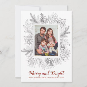 Rustieke botanische schets familiekerstfoto