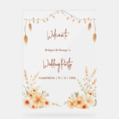 Rustieke Botanische terracotta bruiloft welkomstkr Acryl Bord (Voorkant)