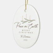 Rustieke Botanische Vrede op Aarde Script Foto Keramisch Ornament (Links)