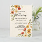 Rustieke botanische waterverf bloemen boho bruilof kaart (Staand voorkant)