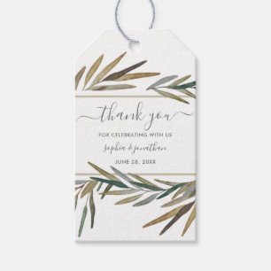 Rustieke Botanische Waterverf Kruidenbruiloft Dank Cadeaulabel