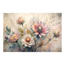 Rustieke botanische weide bloemen waterverf