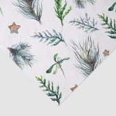 Rustieke Botanische Woodsy Pine Tree Leaves Tissuepapier (Detail)