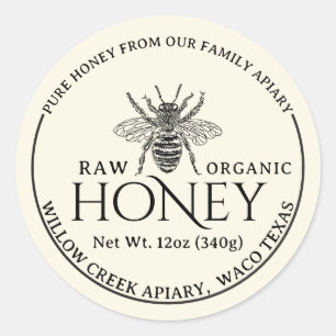 Rustieke Boter Cream Ruw Biologische Honing Pot Et Ronde Sticker
