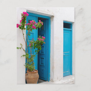 Rustieke Bougainvillea Griekse Deur Briefkaart