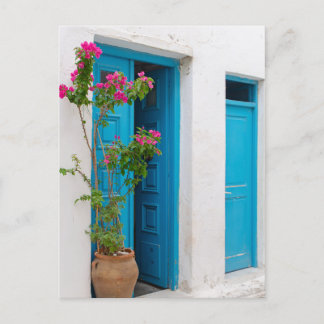 Rustieke Bougainvillea Griekse Deur Briefkaart