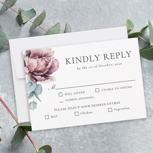 Rustieke Bourgogne Bloemen Fall Wedding RSVP