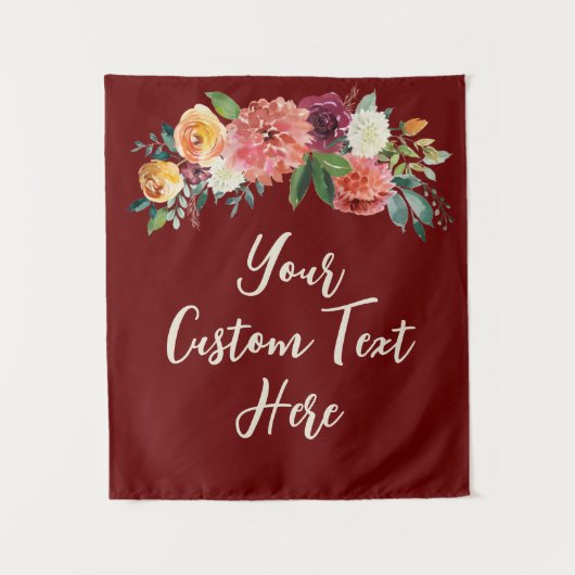 Rustieke Bourgogne Bloemen Foto Prop Bruiloft Acht Wandkleed (Voorkant)