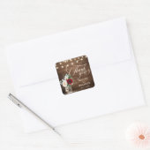 Rustieke Bourgogne Bloemen Mason Jar Bruiloft Dank Vierkante Sticker (Envelop)