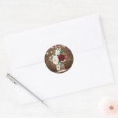 Rustieke Bourgogne Bloemen Mason Jar Bruiloft Enve Ronde Sticker (Envelop)
