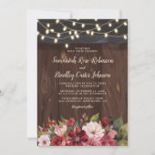 Rustieke Bourgogne Bloemen Red Fall Wedding Kaart (Voorkant)