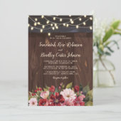 Rustieke Bourgogne Bloemen Red Fall Wedding Kaart (Staand voorkant)