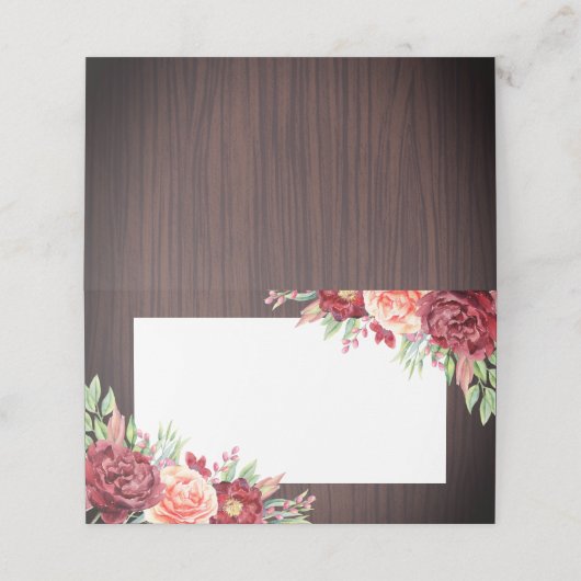 Rustieke Bourgogne Bloemen Waterverf Bruiloft (Buitenkant ongevouwen)