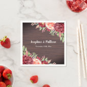 Rustieke Bourgogne Bloemen Waterverf Bruiloft Servet (Insitu)