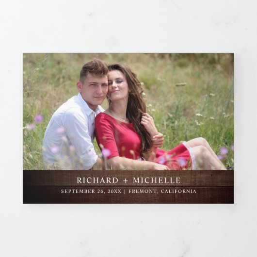 Rustieke Bourgogne Bloemen Witte Pompoen Herfst Br Drieluik Uitnodiging (Cover)