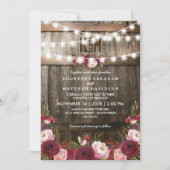 Rustieke Bourgogne Bloemenslinger Bruiloft Kaart (Voorkant)