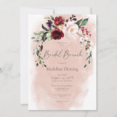 Rustieke Bourgogne & Blush Roze Rozen Bruids Brunc Kaart (Voorkant)