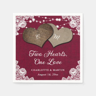 Rustieke Bourgogne Burlap Lace String Lights Bruil Servet