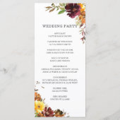 Rustieke Bourgogne Burnt Sinaasappel Bloemenbruilo Programma (Achterkant)