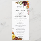 Rustieke Bourgogne Burnt Sinaasappel Bloemenbruilo Programma (Voorkant)