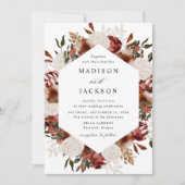 Rustieke Bourgogne en Ivoor Rozen bruiloft uitnodi Kaart (Voorkant)