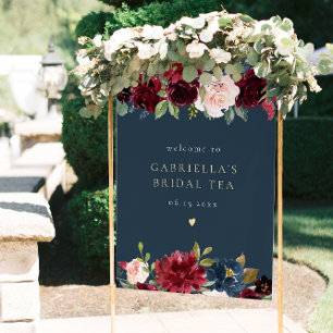 Rustieke Bourgogne en marine Floral Bridal Tea Wel Poster