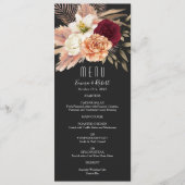 Rustieke Bourgogne en zwarte bloemen bruiloft Menu (Voorkant)