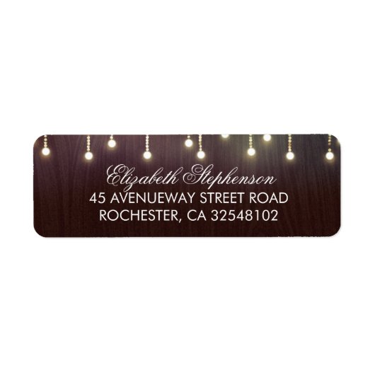 Rustieke Bourgogne hout en String Lights Etiket (Voorkant)