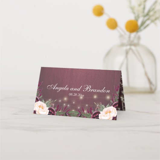 Rustieke Bourgogne Hout & String Lights Bruiloft (Achterkant)