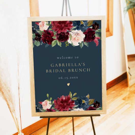 Rustieke Bourgogne Marine Bloemen Bridal Brunch We Poster
