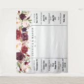 Rustieke Bourgogne Marsala bruiloft achtergrond Wandkleed (Voorkant)