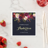 Rustieke Bourgogne Marsala Navy Bloemenbruiloft Servetten (Insitu)