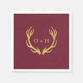 Rustieke Bourgogne Marsala Trouwpapier Servet (Voorkant)