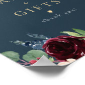 Rustieke Bourgogne & Navy Bloemen Kaarten en gesch Poster (Hoek)