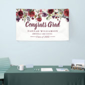 Rustieke Bourgogne Rode Bloemen Afstudeerfeest Spandoek (Beurs)