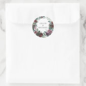 Rustieke Bourgogne Rode Bloemen Bruiloft Envelope Ronde Sticker (Tas)
