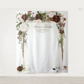 Rustieke Bourgogne Roze Rose Bloemen Bruiloft Tape Wandkleed (Voorkant)