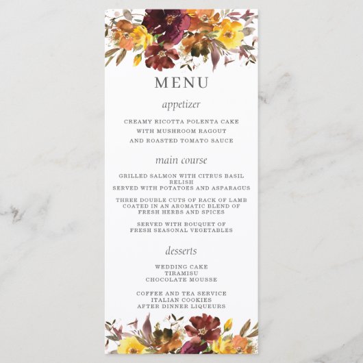 Rustieke Bourgogne Rust Sinaasappel Geel Bloemen B Programma (Voorkant)