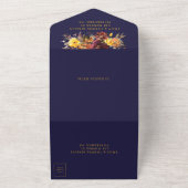 Rustieke Bourgogne Sinaasappel Geel Bloemen Bruilo All In One Uitnodiging (Buitenkant)