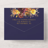 Rustieke Bourgogne Sinaasappel Geel Bloemen Bruilo All In One Uitnodiging (Achterkant)