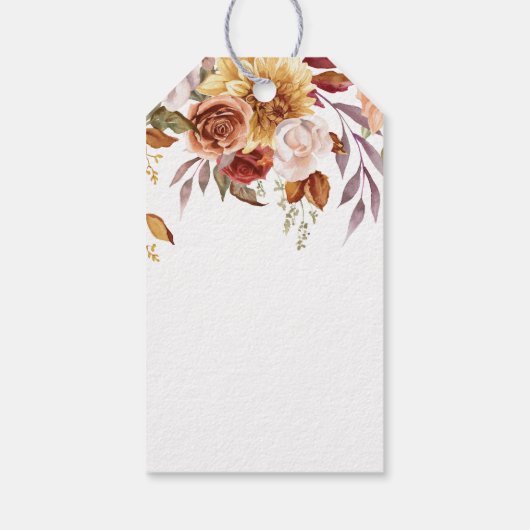 Rustieke Bourgogne Terracotta Bloemenbruiloft Cadeaulabel (Achterkant)