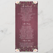 Rustieke Bourgogne Wood String Lights Trouwprogram Programma (Achterkant)