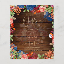 Rustieke Bourgondië Blauw Bloemig Huwelijk