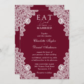 Rustieke Bourgondië Eet Drink en wees getrouwd Bru Kaart (Voorkant / Achterkant)